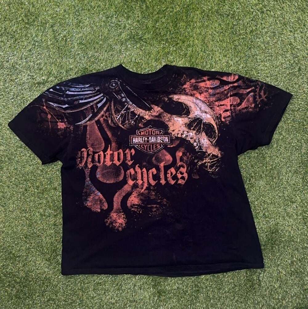Harley-Davidson Andrae's Urbana IL Skull Graphic T-Shirt 2XL Black